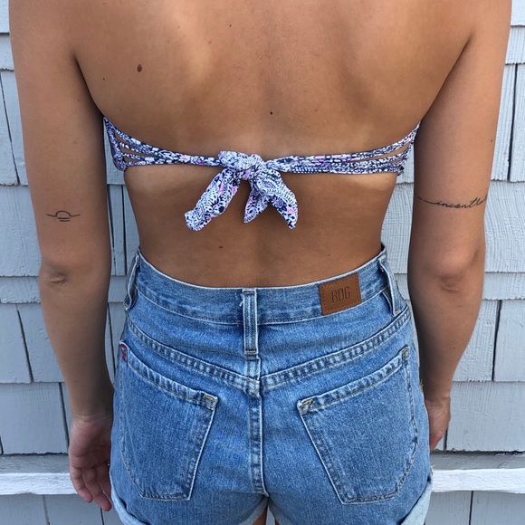 Strapless Bandeau with Printed Floral Pattern - Picture 2 of 3